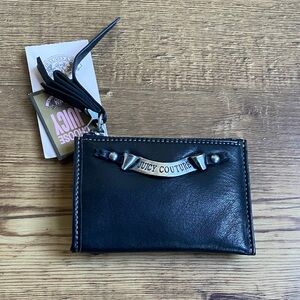 NWT Juicy Couture Black Leather Keychain Cardholder Wallet